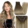 Full Shine Brown Clip in Hair Extensions Real Human Hair