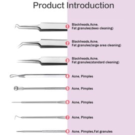 Plstod Blackhead Remover, Pimple Squeezing Tool, Blackhead Remover Set, for Face Care with Box for All Skin Types, Pack of 8