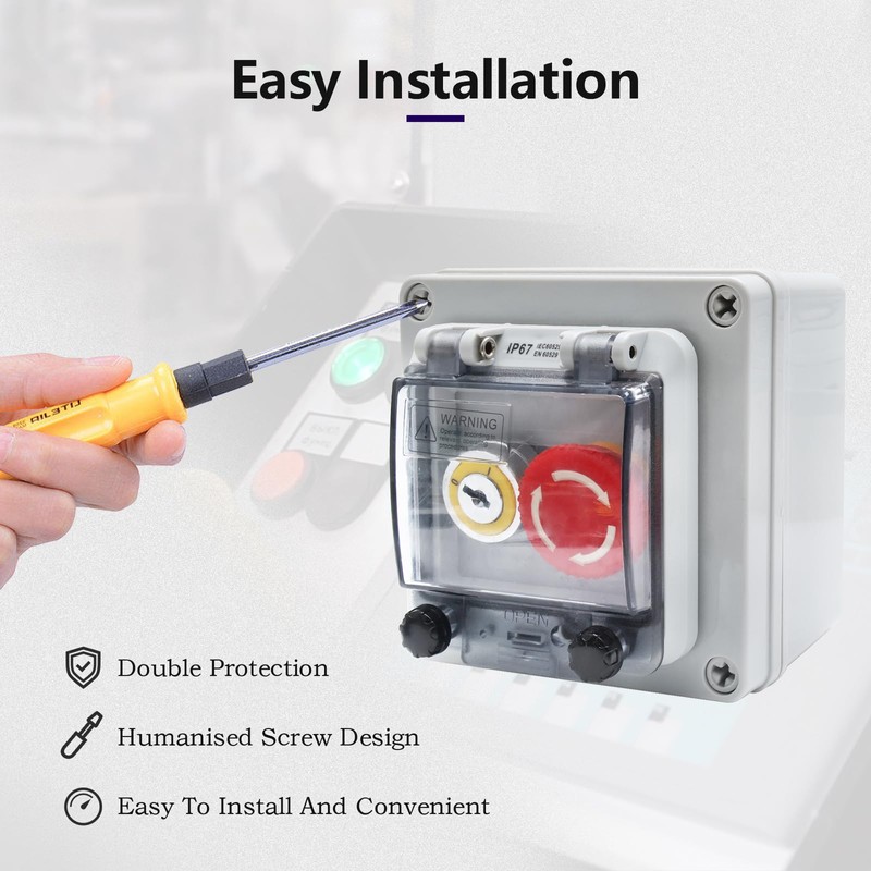 KERWINN Emergency Stop Button Box - Red and Green Momentary