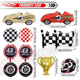 Auto Luftballons Geburtstag 12 Stück Auto Geburtstagsdeko Jungen Folienballons Auto Rennwagen Folienballons Luftballons Geburtstagdeko für Auto Kinder Geburtstag Party Dekoration