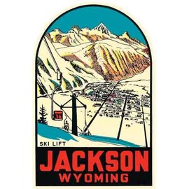 Jackson Hole Wyoming ski lift resort Vintage Decal Sticker Souvenir Skateboard Laptop