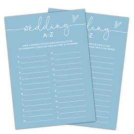 Cazhes Minimalist Bridal Shower Games, Light Blue Wedding A-Z Alphabet Item Game, 30 Wedding Bachelorette Engagement Party Decorations Supplies - A13