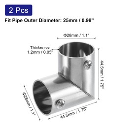 sourcing map 2Pcs 90 Degree 2-Way Elbow Pipe Fitting Connector, Fit 1 Inch(25mm) OD Pipe Stainless Steel Structural Pipe Connector Chain Link Fence Clamp