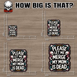 Please Let Me Merge My Dad is Dead Sticker Funny Skull Black Waterproof Vinyl Bumper Sticker for Water Bottle Hard Hat Helmet Car Laptop
