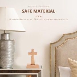 Garneck 1 Piece Wooden Cross Ornaments Wooden Standing Latin Cross Solid Wood Christian Catholic Cross for