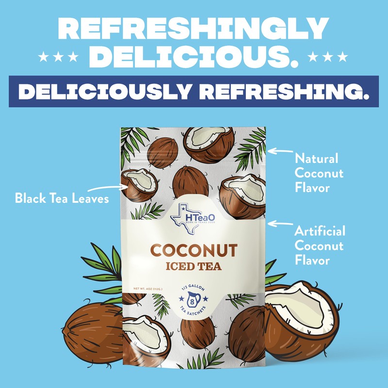 HTeaO Coconut Black Tea – Texas-Style Flavored Iced Tea Bags