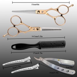 Hair Scissors Blending Shears Set, Fcysy 11 Pcs Professional Haircutting Scissors Thinning Shears Barber Kit, Salon Haircut Scissors Layering Scissors for Cutting Hair for Men Women Dogs