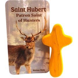 Westmon Works St Hubert Hunters Prayer Set Hand Held Comfort Cross with Patron Saint Holy Card