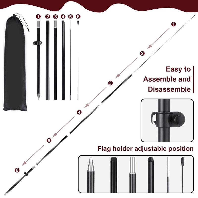 Buryeah 2 Sets Liquor Feather Flag Pole Kit, 7 ft