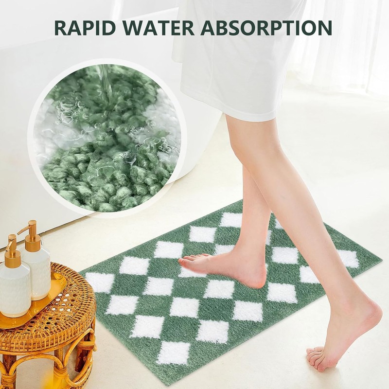 AIBIIN Bath Mat Non-Slip Bathroom Mat Super Absorbent,Soft Microfiber Absorbent