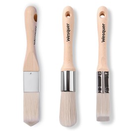 Wesquer 3-Pack 1Inch Paint Brush for Detail Work - Triangle, Round & Square Head Set for Precision Corners, Edging, Touch-Ups, Trim, Models & Small DIY Projects