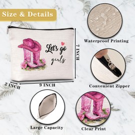 GREOXG Let's Go Girls Makeup Bag, Small Travel Cosmetic Bag with Zipper, Cute Makeup Pouch Gift Ideas for Women Cowgirls Friends Mom Sisters Birthday Christmas Wedding Graduation-E03