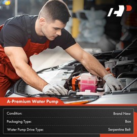 A-Premium Engine Water Pump with Gasket & Pulley Compatible with Ford F-150 2011-2020 Mustang 2011-2017 Transit-150 Transit-250 Transit-350 HD