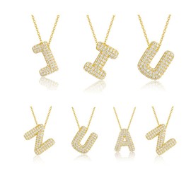 Moissanite Alphabet Letters Pendant Necklace | Lab Grown Diamond & 18K Gold Plated Pendant | Sterling Silver Necklace for Women | Moissanite Necklaces for Women | Statement Piece | Diamond Necklaces