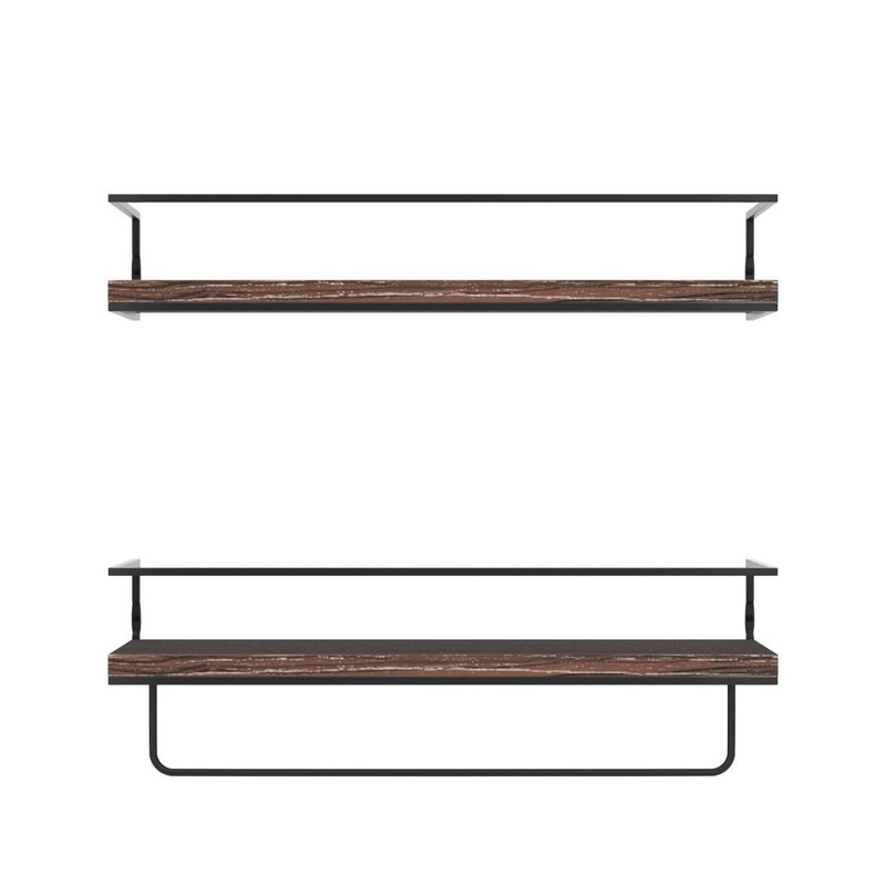 Shario Rustic Wood Floating Shelves - Set of 2, Wall