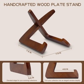 MAONAME Wood Plate Stand for Display, 6.5 Inch Plate Holder, Wooden Plates Display Stand, Wooden Easel Frame Holder for Large Deep Platters and Dishes
