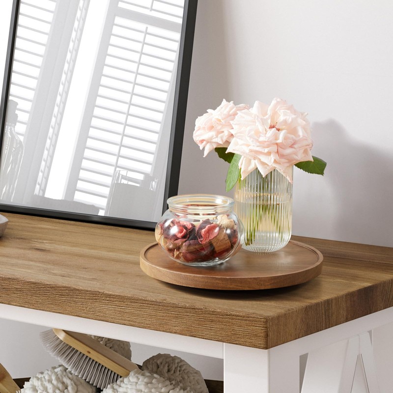 10 Inch Acacia Wood Lazy Susan Turntable Organizer for Cabinet
