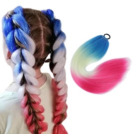 26inch Braiding Hair Ponytail Extensions With Tinsel Ombre DIY Jumbo Braids Hair Extensions for Braiding Mermaid Pony Tail Synthetic hair Pieces for women Girls Cosplay 100g