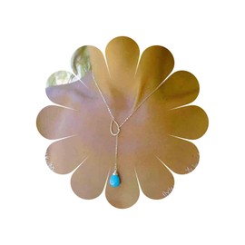 Allereya Vintage Turquoise Drop Y Necklace Karma Circle Necklace Teardrop Turquoise Y Lariat Necklace Silver Hollow Circle Choker Necklace Jewelry for Women and Girls
