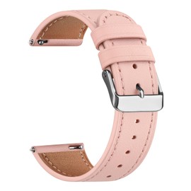 Vancle For Watch Strap 20 mm Leather Bracelet Women Men Soft Breathable Leather Sport with Quick Release Suitable Replacement Strap for 20 mm Bracelet (Pink)
