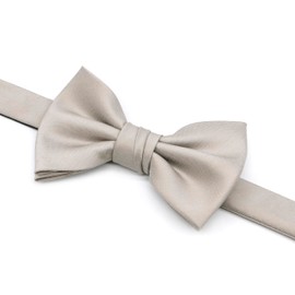 OCIA Mens Pre-tied Solid Bowtie Adjustable Formal Tuxedo Bow Tie for Wedding Party (Beige Grey)