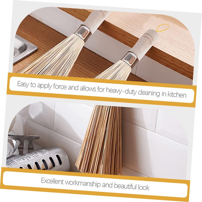 Housoutil 2pcs Bamboo Brush for Wok Saute Set Pot Sets