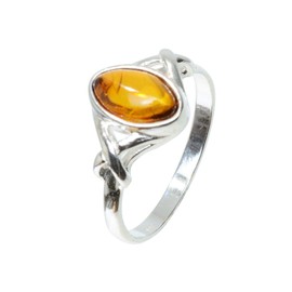 Sterling Silver and Baltic Honey Amber Ring Faith Size: 6