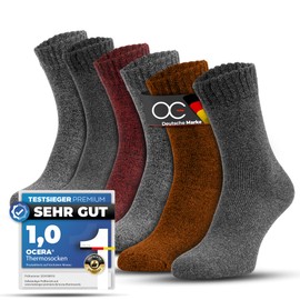 OCERA 6 Pairs of Thermal Socks for Women, Warm Winter Socks with Full Terry Cloth and Soft Waistband, Vein Friendly, Yellow, red, grey, anthracite