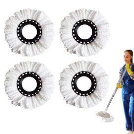 4 Pack Spin Mop Heads, Spin Mop Heads Replacement, Universal Spin Mop Heads Replacement, Spin Mop Heads for Cleaning Office, Indoor and Outdoor, Compatible with Most Spin Mops