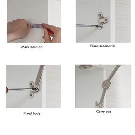 SUpoetry Pack of 2 flap fittings, folding hinge, flap hinge, support hinge made of metal, cabinet flap holder, aluminium, with Allen key, used for kitchen cabinets, cupboards