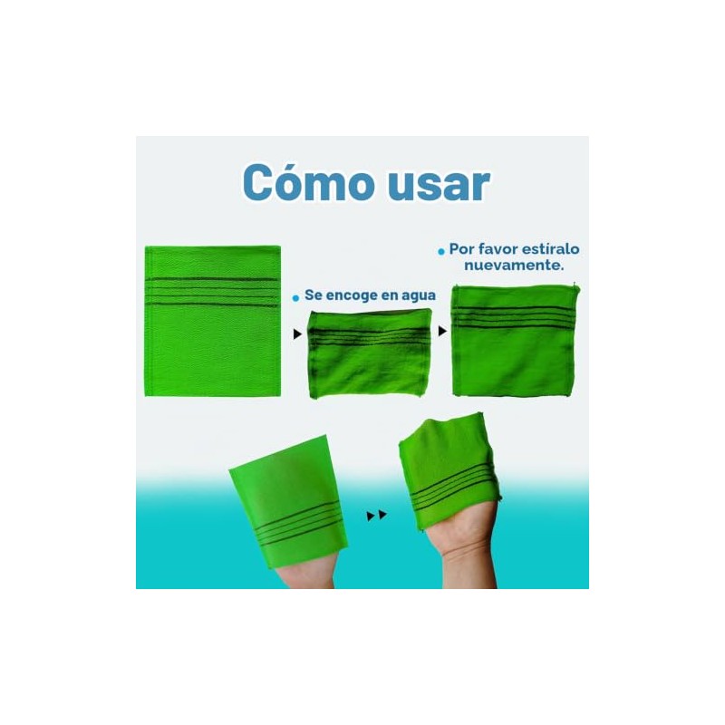 The Original Korean Exfoliating Mitt Body Scrub 4 piezas (Verde