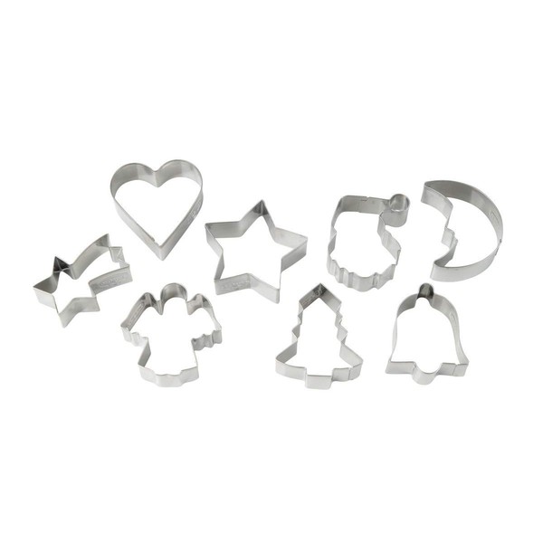 Dr. Oetker Christmas Cookie Cutters Set, Cookie Cutters for Cookies, Biscuits and Fondant, Cookie Molds for Christmas, Cookie Cutters Stainless Steel (Color : Silver), Quantity: 1 x Set of 8 1383