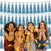 4P Light Blue Foil Fringe Tassel Banner Garland Metallic Tinsel