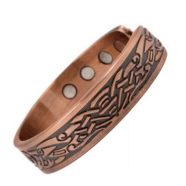 Reevaria - Pure Copper Magnetic Heavyweight Cuff Bracelet for Men, with 8 Magnets 3500 Gauss
