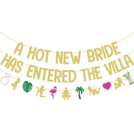 A Hot New Bride Has Entered The Villa Banner Garland for Love Island Themed Bachelorette Party Decorations