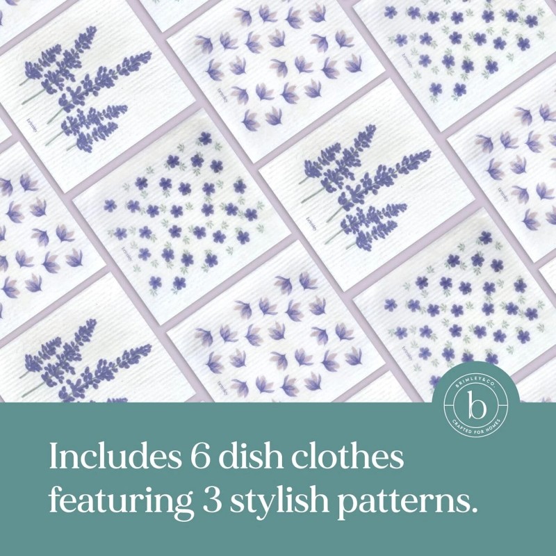brimley Reusable Swedish Dishcloth Set 6 Pieces (Floral Print)