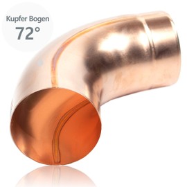 Copper Rain Pipe Elbow 76 mm with 72 Degrees, Conical Drain Bend with Insertion Chamfer, Downpipe Bend, Butt Welded, DN 76