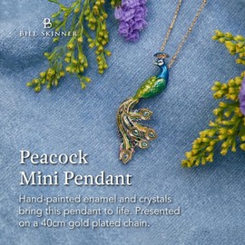 Bill Skinner - Pendant Necklaces for Women, Nature Inspired bird necklace, UK Designed, Gold Enamel Necklace, Cottage-core Wear, Intricately Detailed with Silky Pouch, Beautiful Gift for Her Birthday