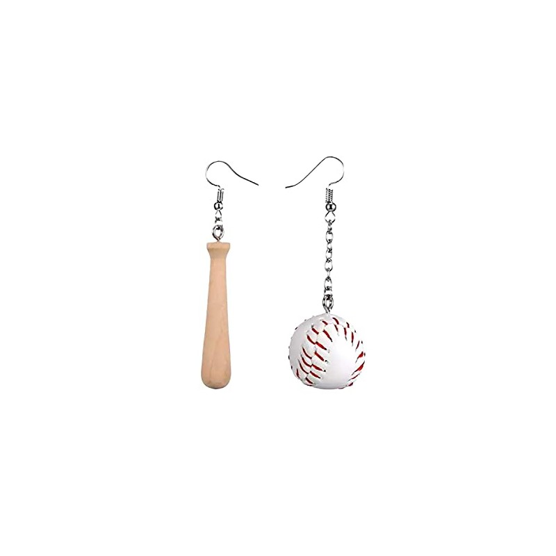 COLORFUL BLING Funny 3D Baseball Baseball Bat Dangle Earrings for