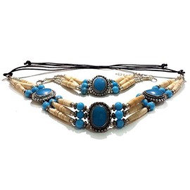 Local Bead Shop Handmade Traditional 3 Row Buffalo Bone Hairpipe Tribal Choker Necklace and Bracelet Set
