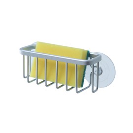 SunnyPoint NeverRust Kitchen Sink Suction Holder for Sponges, Scrubbers, Soap, Kitchen, Bathroom, 6"L x 2.36" W x 2.56"H , Aluminum (Mat Silver, Set of 1)