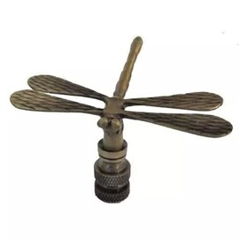 DRAGONFLY LAMP SHADE FINIAL ~ ANTIQUE BRASS (FINIAL THREAD) #8