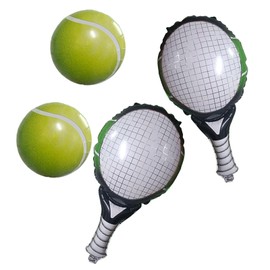 GOTPASS 4Pcs Green Tennis Party Balloons Tennis Ball Foil Balloons Tennis Racket Mylar Balloons Tennis Themed Party Supplies for Men Women Kids Birthday Party Decorations