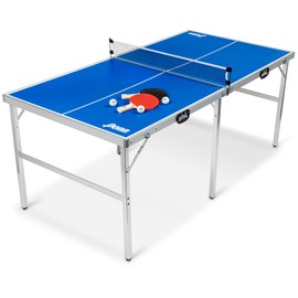 EastPoint Sports Penn Space Saver Table Tennis Table – Fully Assembled 6 Foot x 3 Foot Indoor/Outdoor Portable Table with Net, 2 Ping Pong Paddles and 4 Balls 10 Minute Set Up