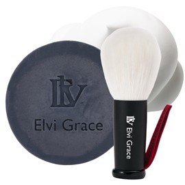 Elvi Grace Kumano Brush, Facial Cleansing Brush Set, Vitamin C, Facial Cleansing Soap, 2.8 oz (80 g), Pore Care, Blackheads, Dullness, Dullness, Sebum Dense Foam, Facial Facial, Made in Japan
