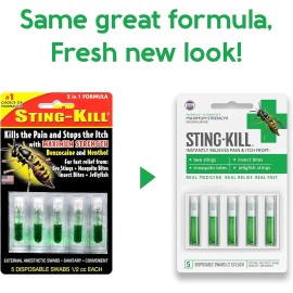 Sting-Kill Maximum Strength Disposable Swabs, 5 Count (Pack of 5)