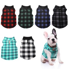 Goaste 6 Pack Fleece Dog Sweaters, Turtleneck Dog Sweatshirt with Leash Ring, Soft Winter Dog Clothes, Plaid Dog Outfits Vest for Dogs, Cats, Assorted Colors (Medium)
