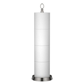 ROLABAM Heavy Weighted Toilet Paper Holder (with Reserve Function) Free Standing Toilet Paper Storage，Spare Toilet Paper Roll Holder Storage Stand for Bathroom Total Height 22.5" ，Brushed Nickel