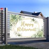 Mocsicka Happy Retirement Backdrop Eucalyptus Leaves Retirement Party Decorations Sage