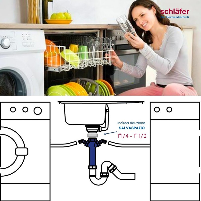 Schläfer 439002 | Sleeve Siphon Drain Undersink Adjustable Hose Universal
